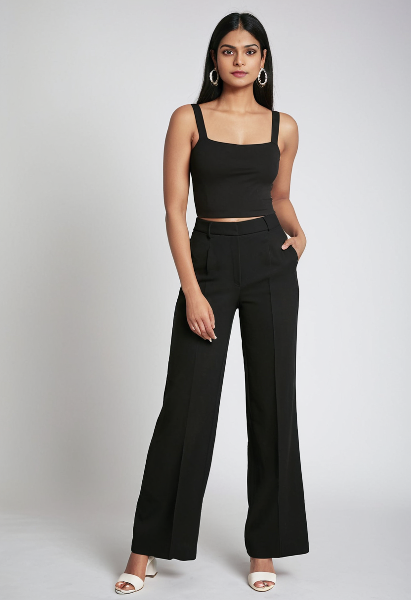 Women's Black Straight Fit Trousers – Comfortable & Versatile