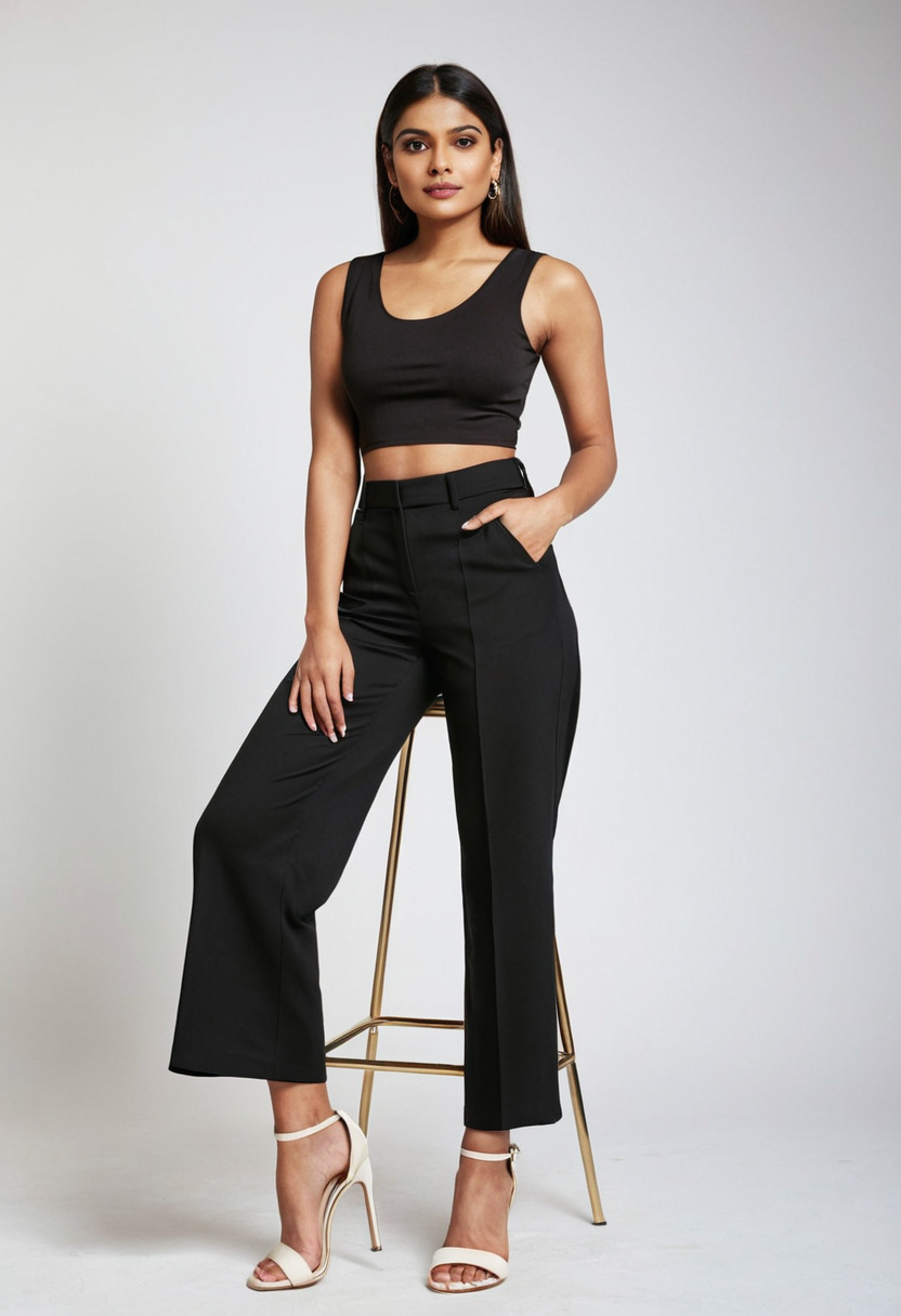 Women's Black Straight Fit Trousers – Comfortable & Versatile