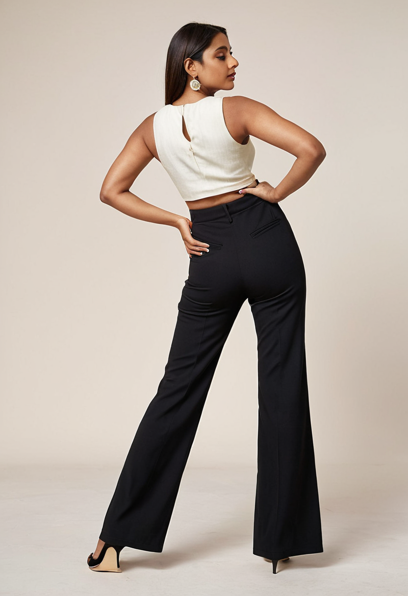 Women's Black Straight Fit Trousers – Comfortable & Versatile