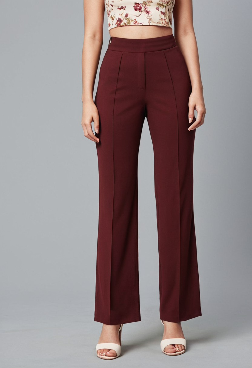 Elegant Maroon Trousers for Women – Perfect for Everyday & Work