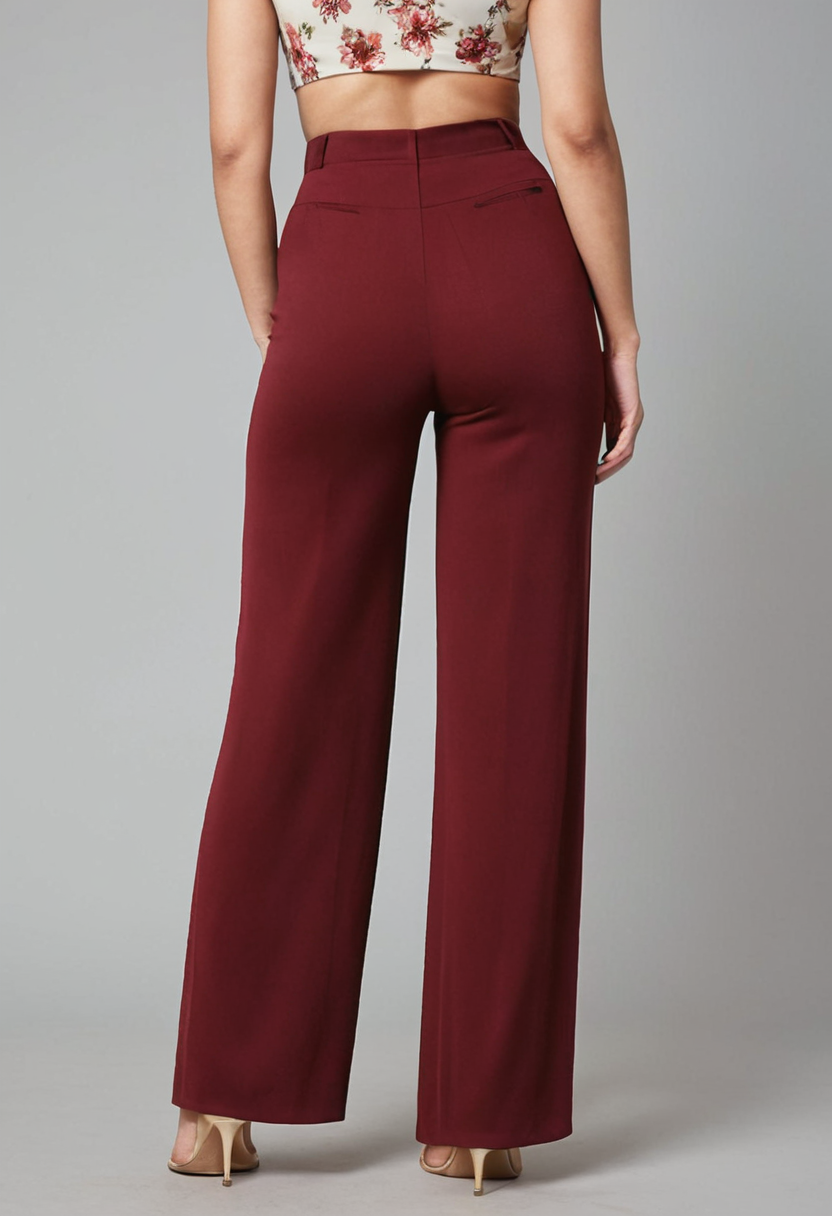 Elegant Maroon Trousers for Women – Perfect for Everyday & Work