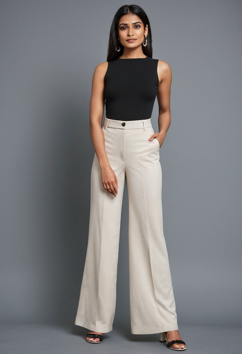 High-Waist Off-White Trousers for Women – Chic & Comfortable