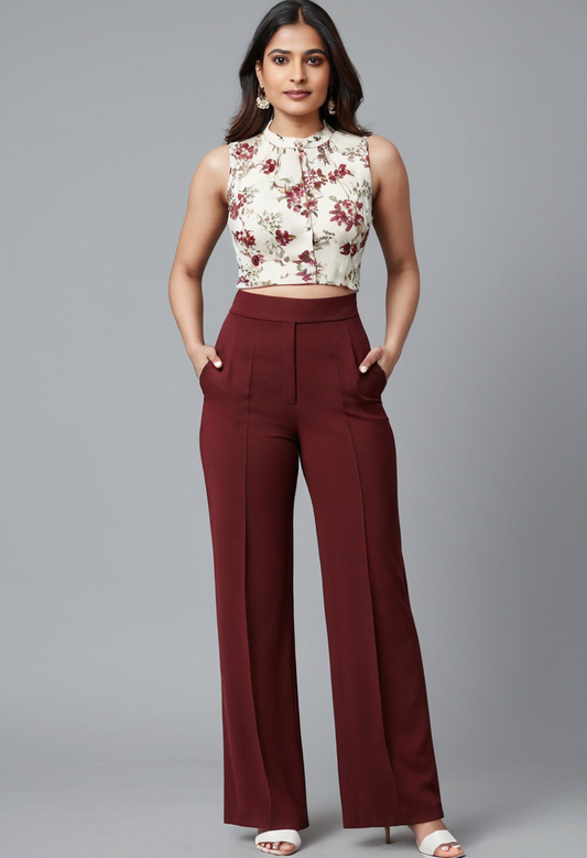 Elegant Maroon Trousers for Women – Perfect for Everyday & Work